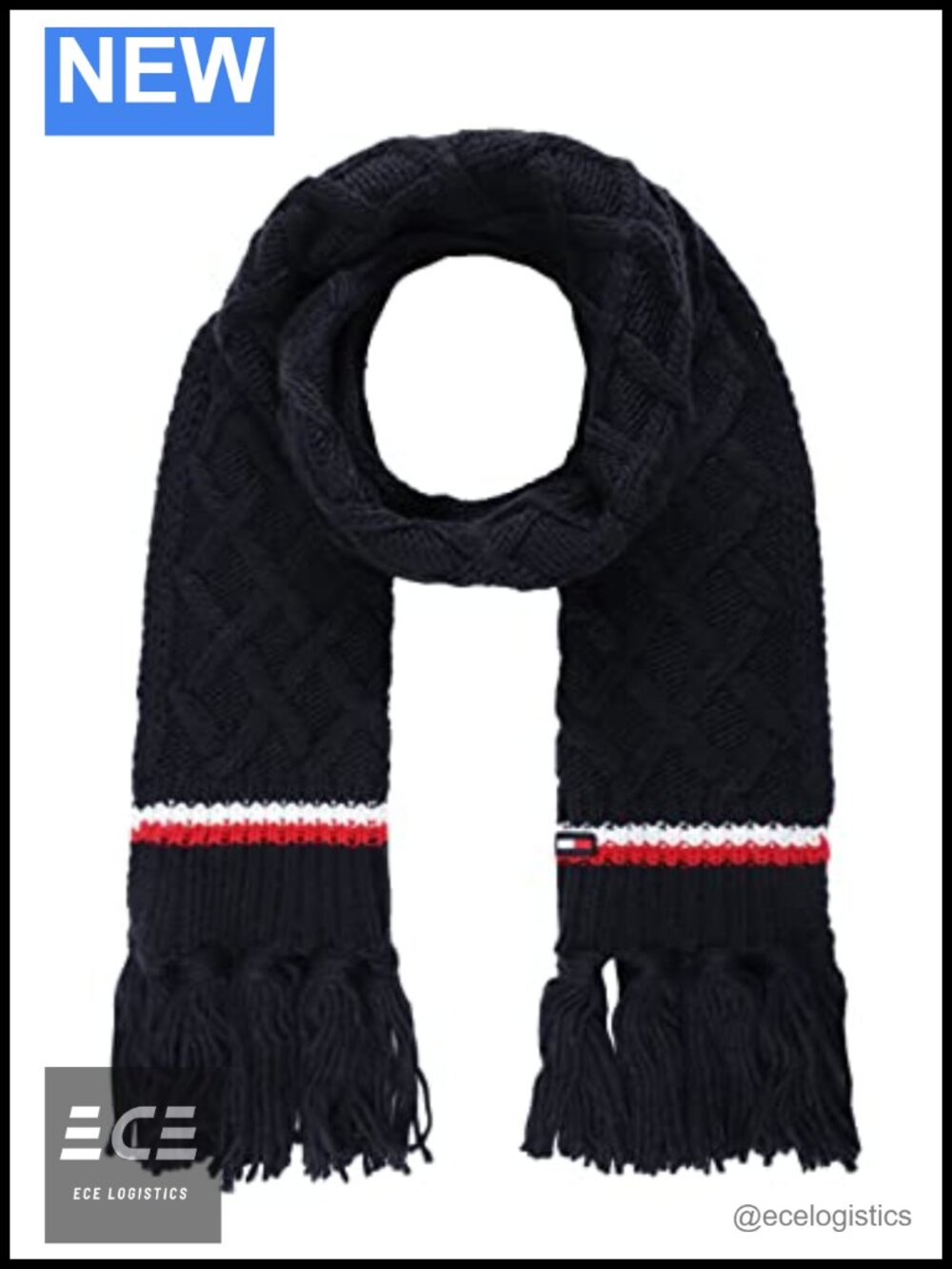 Lattice Cable Knit Striped Long Winter Scarf Soft Acrylic 64x10